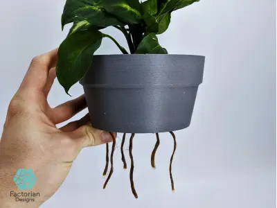 Self-Watering Plant Pot with a Gentleman Earthworm Companion 3D print model