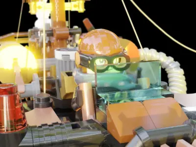 Steampunk Lego Airplane with robohelper 3D model