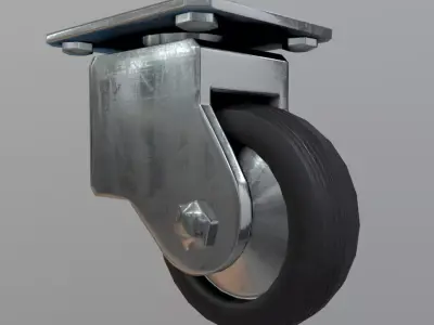 Castor metal caster Low-poly 3D model