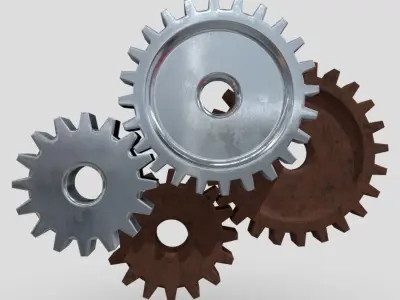 Gears three Low-poly 3D model