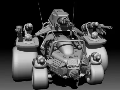 ZBrush Hard-Surface Toon Vehicle Game asset Low-poly 3D model