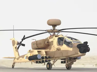 AH64E Apache Longbow Helicopter Desert Rigged Low-poly 3D model