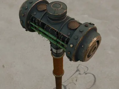 Steampunk Hammer Low-poly 3D model