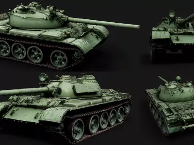 coldwar soviet tank T-55 model photogrammetry Low-poly 3D model