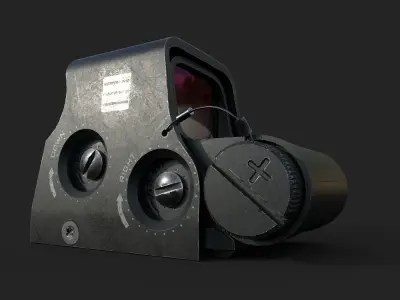 XPS2 Holographic Red Dot Sight Aiming System Low-poly 3D model