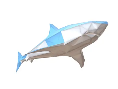 Low Poly Shark v1 007 Low-poly 3D model
