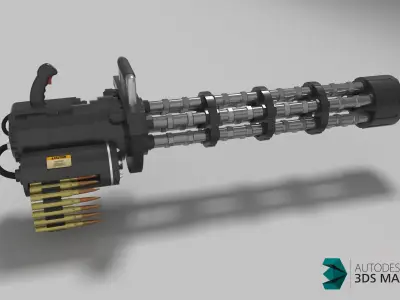 Minigun and Drill Low-poly 3D model