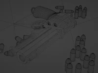 Modular Revolver Gun  Low-poly 3D model