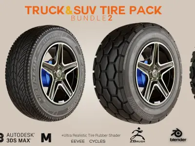 TRUCK - SUV Tire Pack Bundle 2 Low-poly 3D model