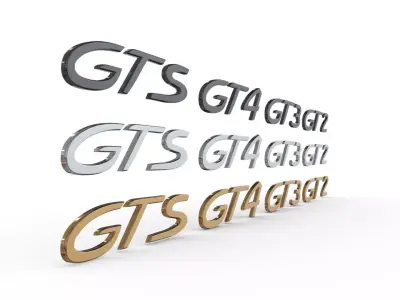 GTS GT2 GT3 GT4 Porsche emblem nameplate 3D model