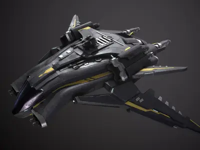 Spaceship Game ready 4k Textures Low-poly 3D model