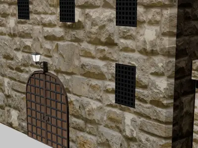 Modular castle Low polly 3D Model Game ready Free low-poly 3D model