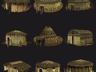 JUNGLE SWAMP SHAMAN HUT HOUSE TENT SHELTER AAA COLLECTION Low-poly 3D model