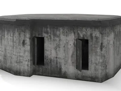 Defensive Fortification Bunker with Heavy Machine Gun 3D model