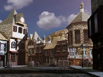 FRENCH CITY 1800s Low-poly 3D model