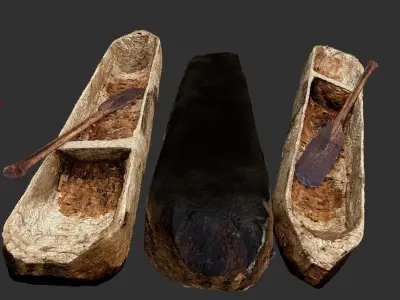 Dugout canoe Low-poly 3D model