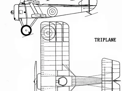Triplane airplane Low-poly 3D model
