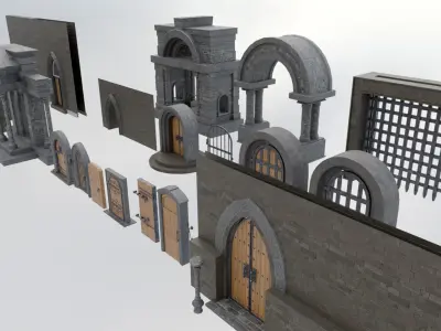 Medieval Doors Low-poly 3D model