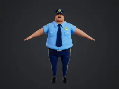 Cartoon Police Rigged Low-poly 3D model