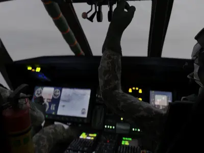 Black Hawk Helicopter With Pilots Low-poly 3D model