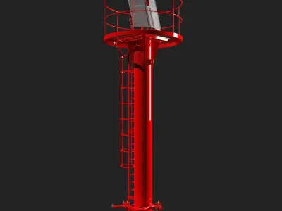 Armored Fire Tower With Fireman Water Spray 3D model