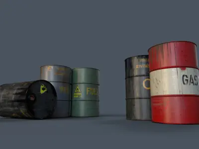Metal Barrel oil gasoline fuel water Low-poly 3D model