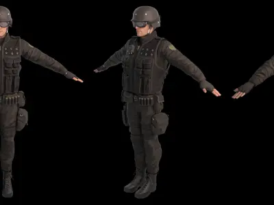 Male SWAT Officer Rigged Low-poly 3D model