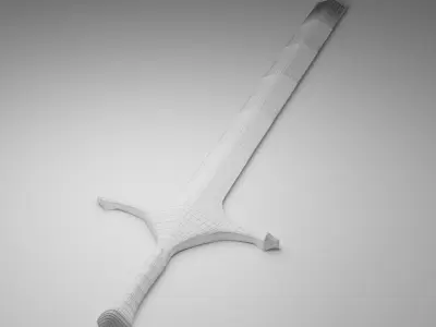 Elegant Dark Steel Sword Low-poly 3D model