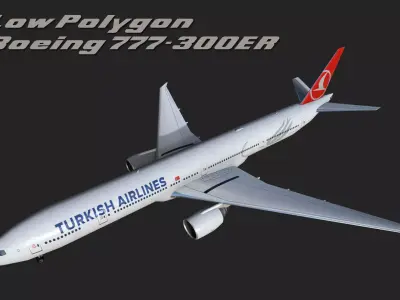 Boeing 777 Turkish Low-poly 3D model