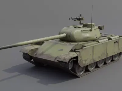 T-44-100 Medium Tank Low-poly 3D model