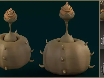 Stylized Alien Pumpkin Low-poly 3D model