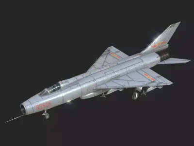 PLAAF J-8I Fighter Shenyang J-8A F8 F-8 Finback Low-poly 3D model