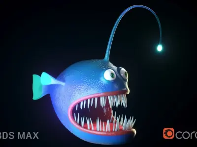 Cartoon Angler  Fish 3D model