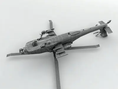  AH 64 Apache Helicopter  Low-poly 3D model