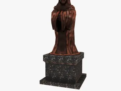 Low-poly Old Relic Medieval Monk Statue Low-poly 3D model