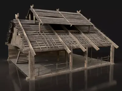 Forge Smithy Workshop Blacksmith Norseman Village Next Gen AAA Free low-poly 3D model