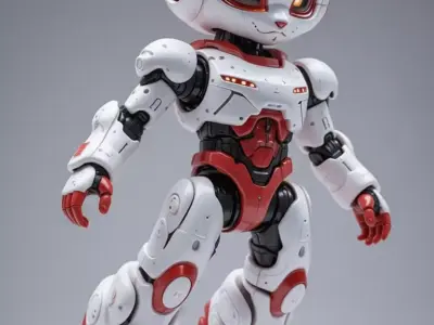 Cute Robot Bunny 3D Model Glowing Eyes Chibi Design Low-poly 3D model