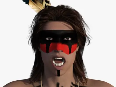 Native American Warrior Rigged Low-poly 3D model