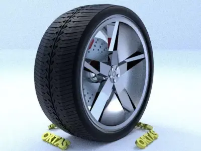 ORTAS CAR RIM 19 GAME READY RIM TIRE AND DISC 3D model