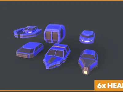 Modular SCI-FI Space ships Low-poly 3D model