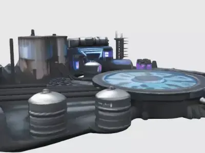 Sci-Fi Industrial Platform  Environment Asset Low-poly 3D model