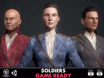 Fictional historical soldiers Low-poly 3D model