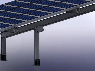 Solar panel mount on support ALL part 3D model