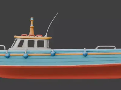 Stylized 3D Tropical Motorboat Model Low-poly 3D model