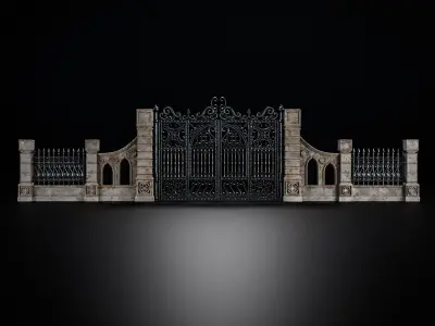 GOTHIC EXTERIOR PROPS ASSET Collection Low-poly 3D model