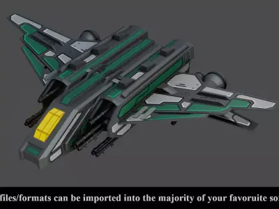 Sci-Fi  Fighter Ship -  Low Poly - Game ready - PBR Low-poly 3D model
