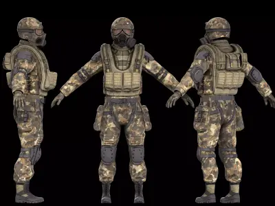Military postapocalypse suit for Dayz engine Low-poly 3D model