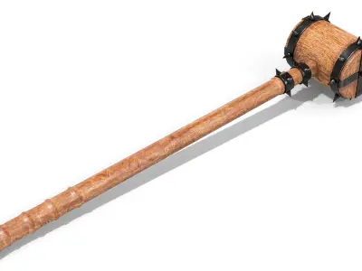 Medieval Thorn Hammer Low-poly 3D model