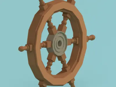 Low Poly Ship Wheel Low-poly 3D model