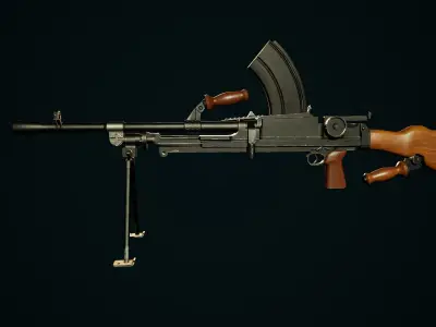 Bren Mk I -  WW2 British Machine Gun PBR Low-poly 3D model Low-poly 3D model